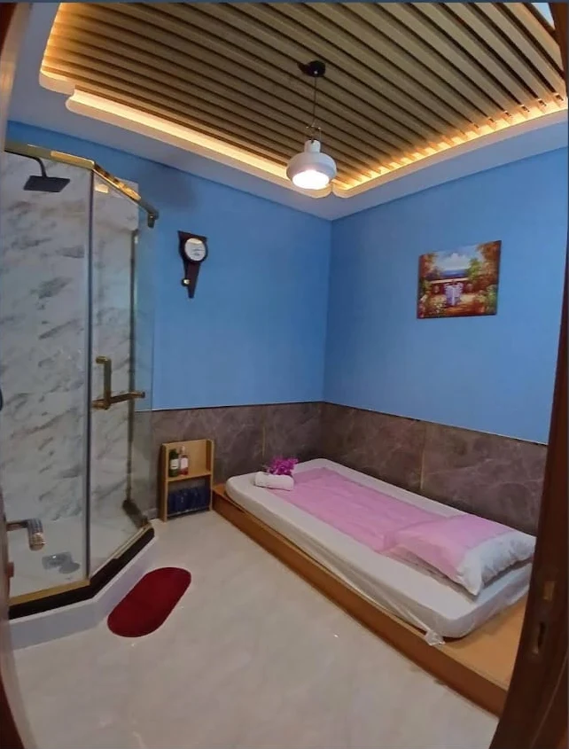 Treatment bed in spa room